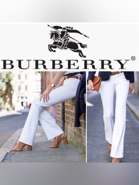 100% Authentic Burberry Brit “Bethnal” Flare Leg Mid Rise White Jeans Size 27R